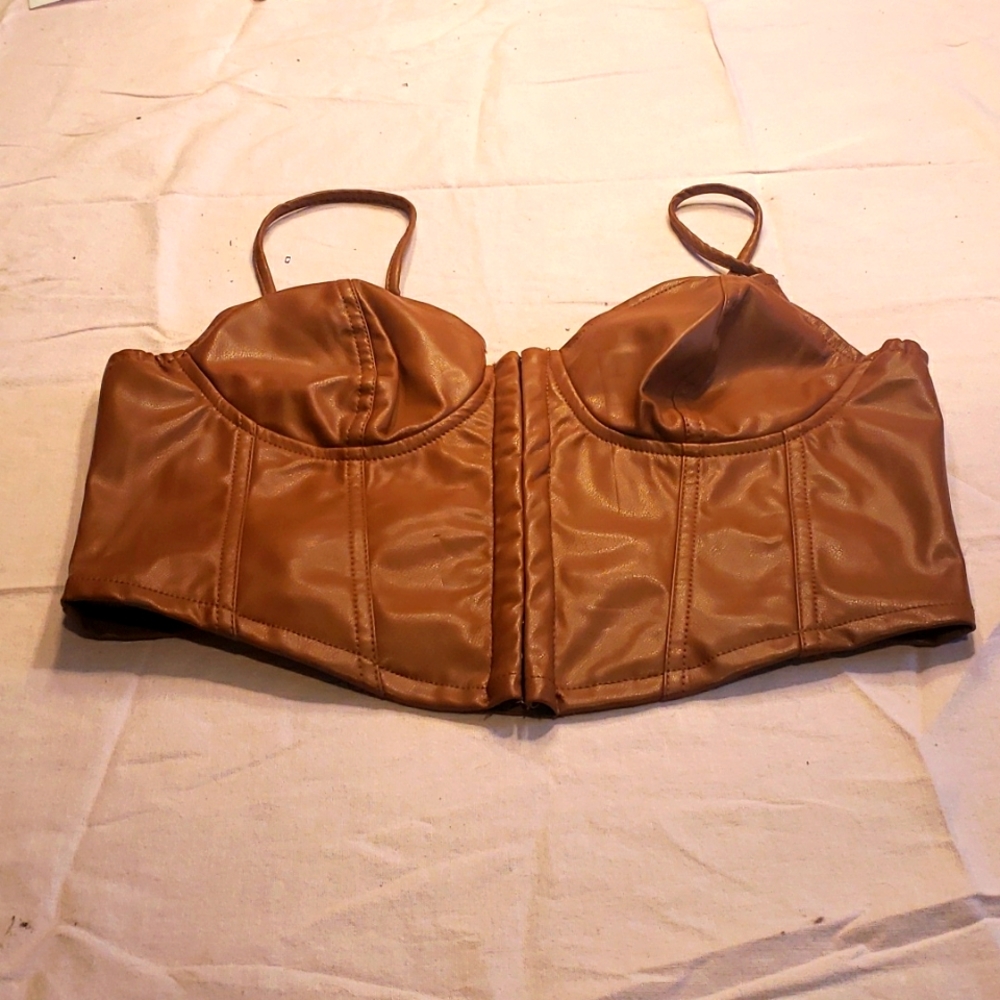 Brown pleather top